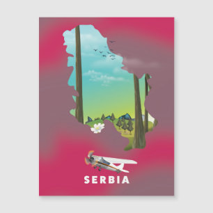 Serbien Illustriertes Reiseplakat Magnetkarte