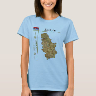 Serbien Karte + Flagge + T - Shirt