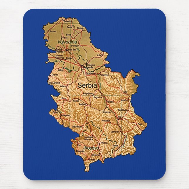 Serbien-Karte Mousepad (Vorne)