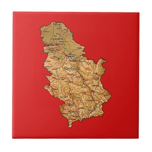 Serbien-Karten-Fliese Fliese