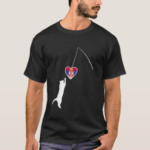 Serbien Katzen-Design Serbische Flagge Srbija Lieb T-Shirt