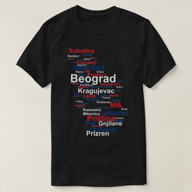 Serbien, Kontur, Srbija, Serbiens, T-Shirt (Design vorne)
