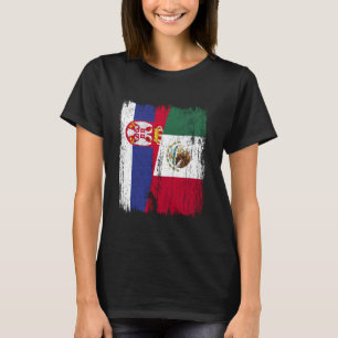 Serbien Mexiko Halbflagge Serbisches Mexikanisches T-Shirt