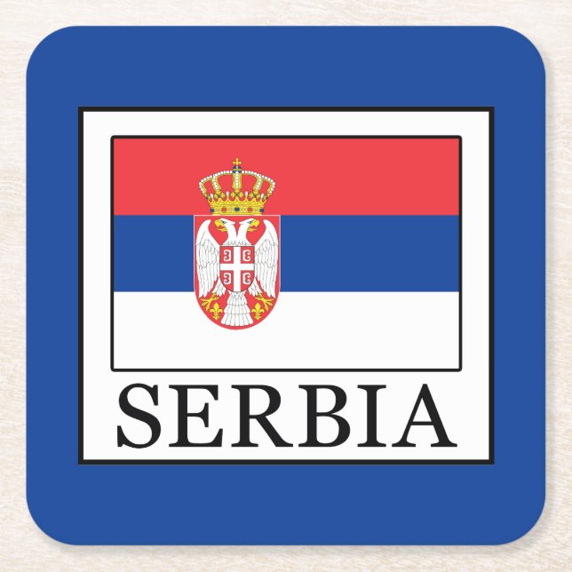 Serbien Rechteckiger Pappuntersetzer (Vorderseite)