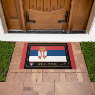 Serbien & serbische Flag House Matts / Sport Willk Fußmatte