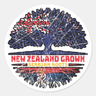 Serbien Serbische New Zealander New Zealand Tree R Runder Aufkleber