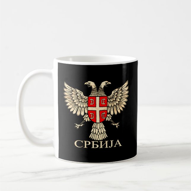 Serbien Srbija Serb Eagle Flag Cccc Cyrilli Kaffeetasse (Links)