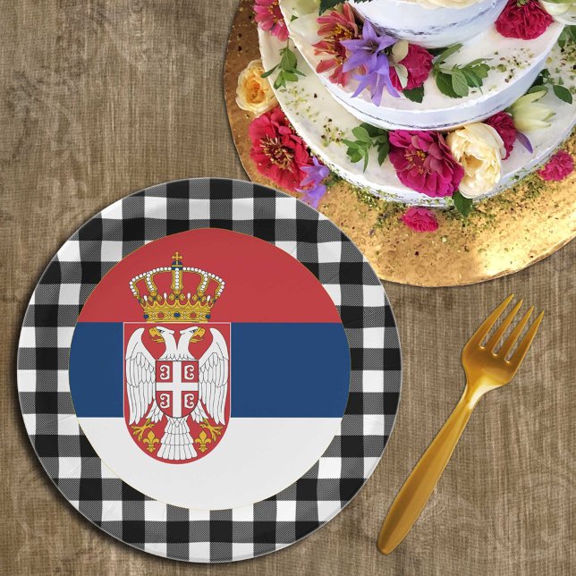 Serbien Tafel, Büffel kariert und serbische Flagge Pappteller (Von Creator hochgeladen)