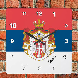 Serbien-Uhr, patriotische Zuhause, serbische Flagg Quadratische Wanduhr