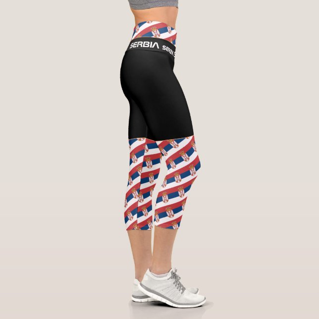 Serbien und serbische Flaggenmode, Fitness Capri Leggings (Rechts)