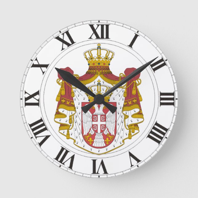 Serbien-Wappen Runde Wanduhr (Vorderseite)