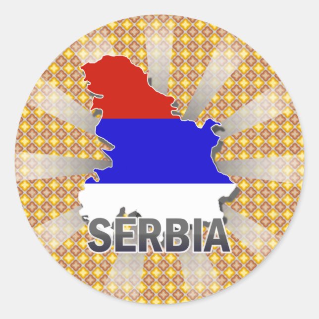 Serbiens Flag Karte 2.0 Runder Aufkleber (Vorderseite)