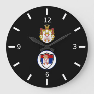 Serbische Fahne-Wappen große Uhr