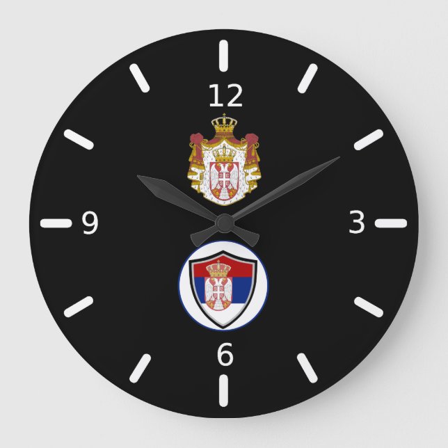 Serbische Fahne-Wappen große Uhr (Vorderseite)