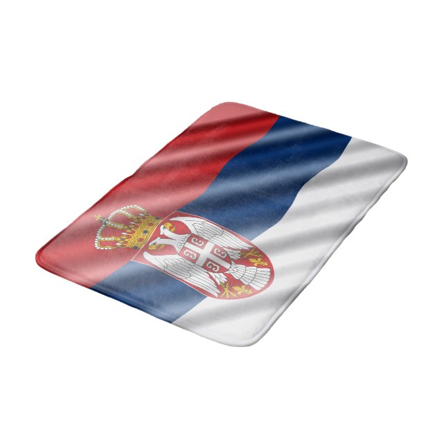 Serbische Flagge Badematte (Schrägansicht)
