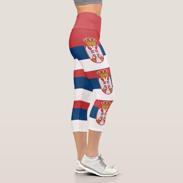 Serbische Flagge Capri Leggings (Rechts)