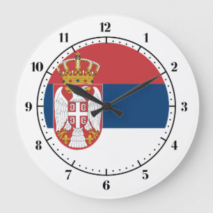 Serbische Flagge Große Wanduhr