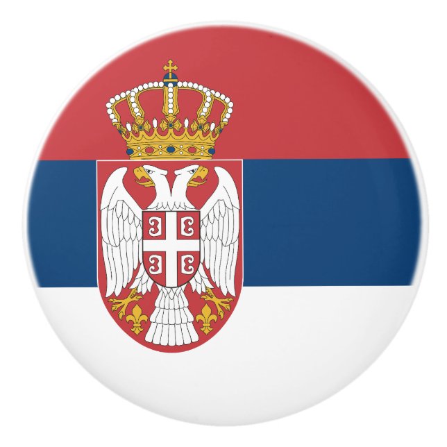 Serbische Flagge Keramikknauf (Vorderseite)