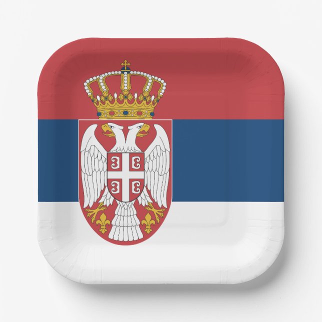 Serbische Flagge Pappteller (Vorderseite)