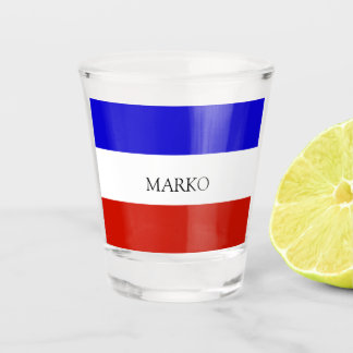serbische Flagge, patriotisch Schnapsglas