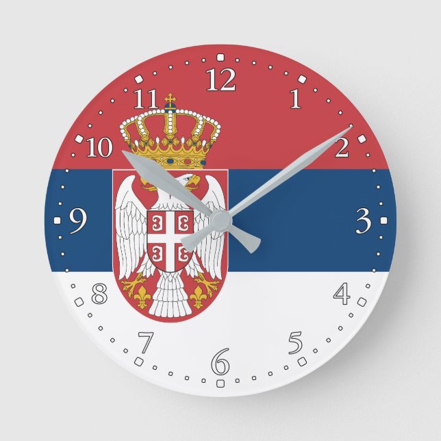 Serbische Flagge Runde Wanduhr (Vorderseite)