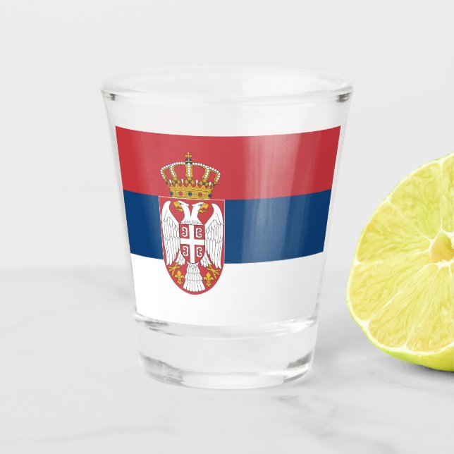 Serbische Flagge Schnapsglas (Vorderseite)