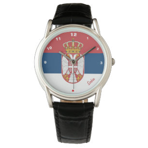 Serbische Flagge & Serbiens Modeherz /sport Armbanduhr