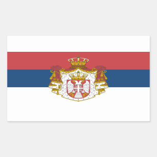Serbische Flagge und Militärmantel, Flagge Serbien Rechteckiger Aufkleber