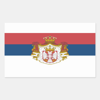 Serbische Flagge und Militärmantel, Flagge Serbien Rechteckiger Aufkleber