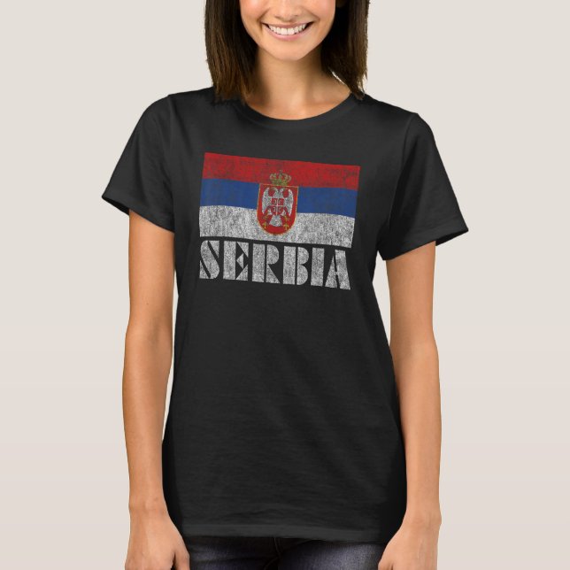 Serbische Flagge Vintage Länder Männer Frauen T-Shirt (Vorderseite)
