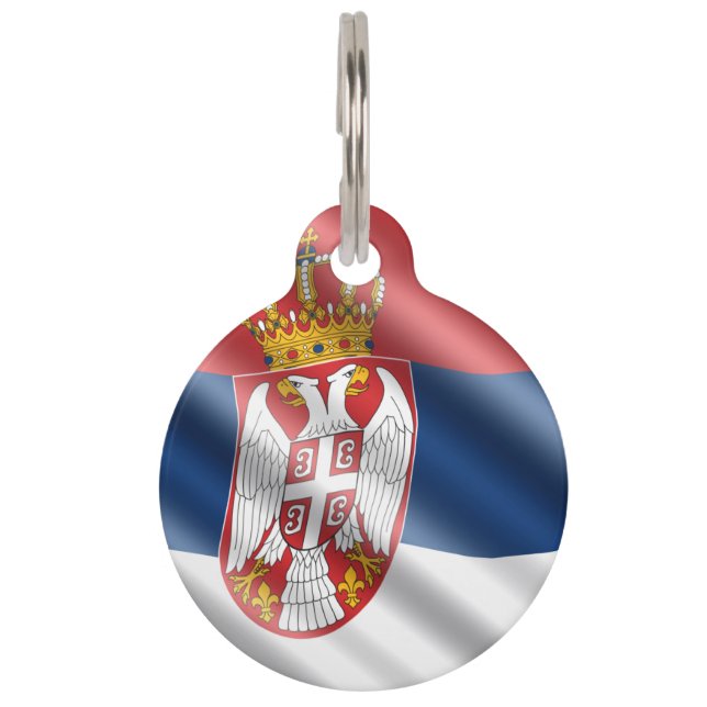 Serbische Flagge-Wappen Haustiermarke (Vorderseite)