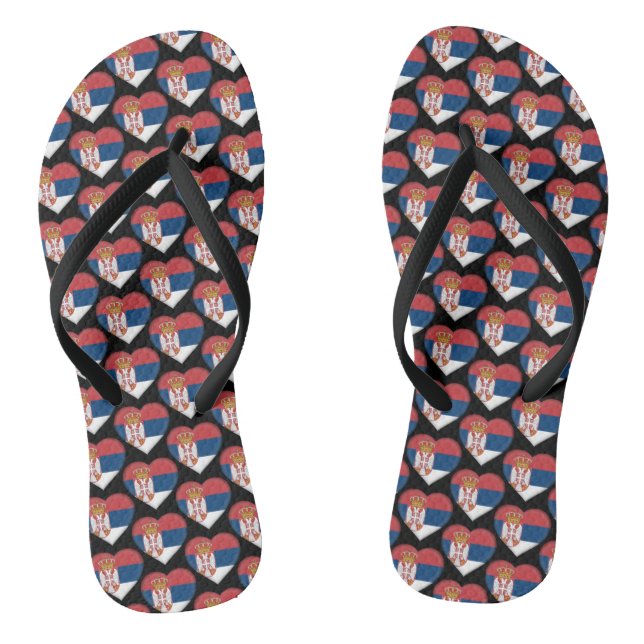 Serbische Flaggenfarben Herz-Muster Flip Flops (Fußbett)
