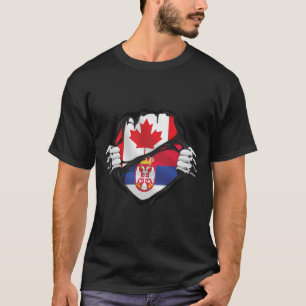 Serbische kanadische Handgepanzerte Roots-Flagge T-Shirt