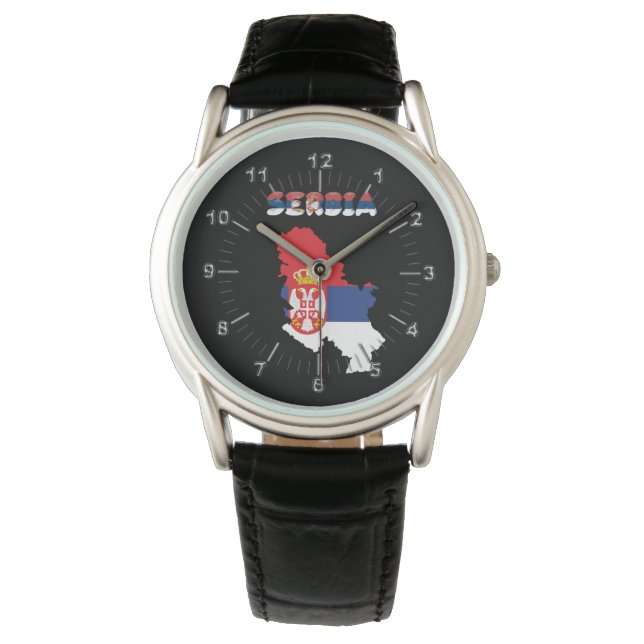 Serbische Landesflagge Armbanduhr (Vorderseite)