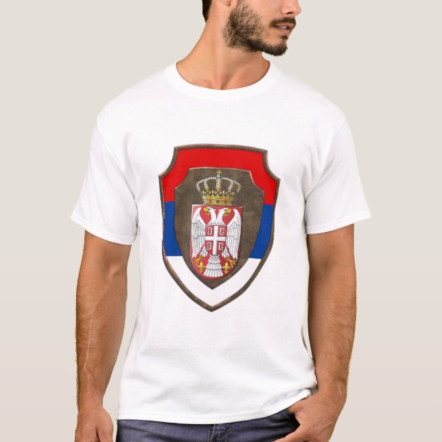 Serbische Mittelalterschild Neues Wappen Serbiens T-Shirt (Vorderseite)