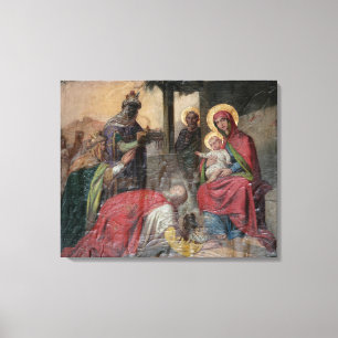 Serbische orthodoxe Ikongraphie in der Kirche von  Leinwanddruck