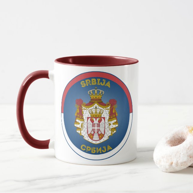 Serbisches Erbe-Emblem Tasse (Mit Donut)