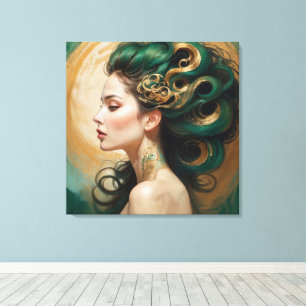 "Serelith" - Curls of Celestial Jade Leinwanddruck