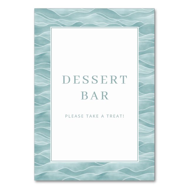 Seren Blaue Wasserwelle Dessertbar-Schild Tischnummer (Vorderseite)