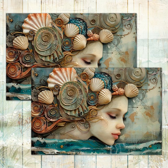 SEREN DES SEEDEKOUPAGE-TISSUE-PAPIER SEIDENPAPIER (SIREN OF THE SEA DECOUPAGE TISSUE PAPER)