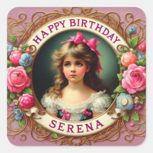 SERENA ~ HERZLICHEN GLÜCKWUNSCH ZUM GEBURTSTAG ~ V QUADRATISCHER AUFKLEBER