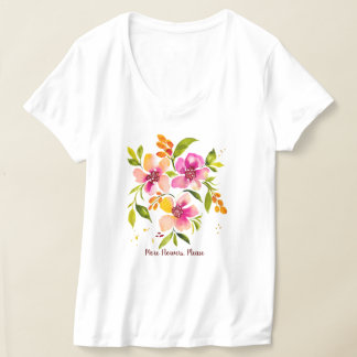 Serena-Mehr Blumen, bitte Aquarell-Blumen T-Shirt