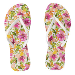 Serena Pink und Gelbe Wasserfarbe  Flip Flops