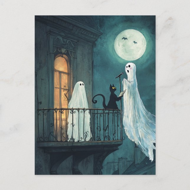 Serenade Ghost am Balkon Postkarte (Vorderseite)