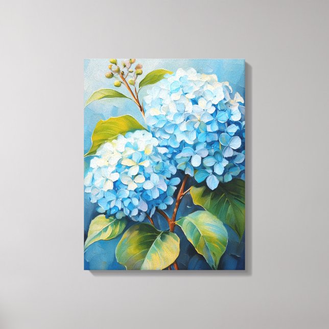 Serenade in Blau: Hydrangea Harmony Leinwanddruck (Vorderseite)