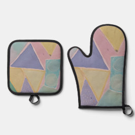 Serene Abstraktionen: Ein Pastelltraum Ofenhandschuh & Topflappen-Set
