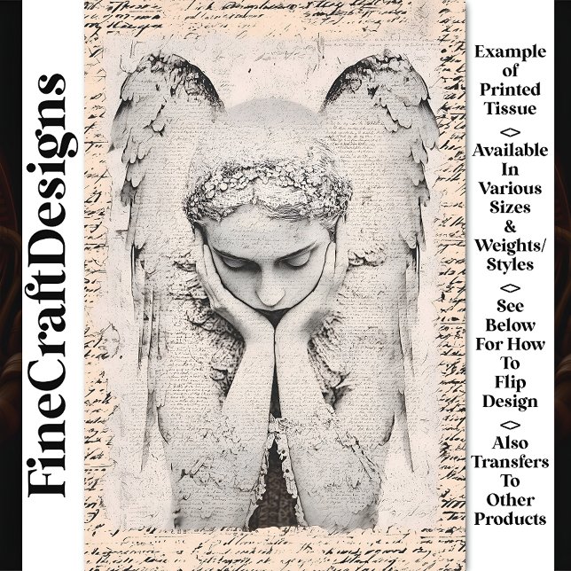 Serene Angel + Vintages Script Gothic AF7 Decoupag Seidenpapier (Von Creator hochgeladen)