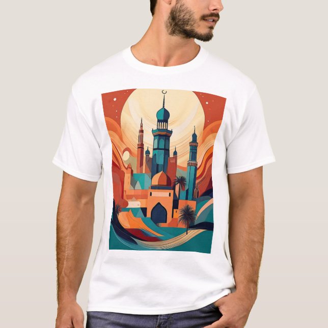 Serene Arabian Moschee: Kulturkunst drucken T-Shirt (Vorderseite)