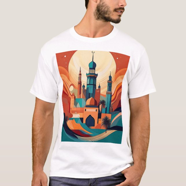 Serene Arabian Moschee: Kulturkunst drucken T-Shirt (Vorderseite)