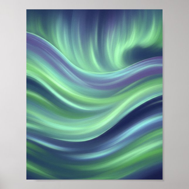 Serene Aurora Wave Print Poster (Vorne)
